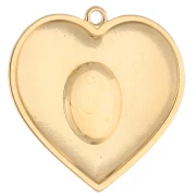Pendente a forma di cuore da 31 mm con resina epossidica - Dorato con oro fino - Rosso x1