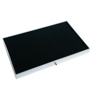 Vassoio con 110 scomparti per anelli, 35,5 x 29,5 cm, valigetta da trasporto per gioielli, nero