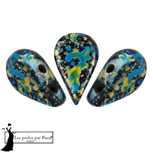 Perla in vetro Amos® di Puca® 5x8 mm - Enamel Blue Yellow x10 g