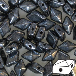 Diamonduo 2-hole mm.5x8 Jet Hematite x10g