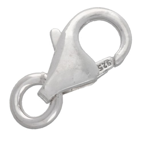 Chiusura a moschettone da 7 mm con anello aperto - Argento 925 x1