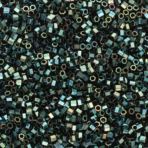 Miyuki Delica 15/0 Hex Cut DBSC0027 - Verde scuro Iris metallizzato x5 g