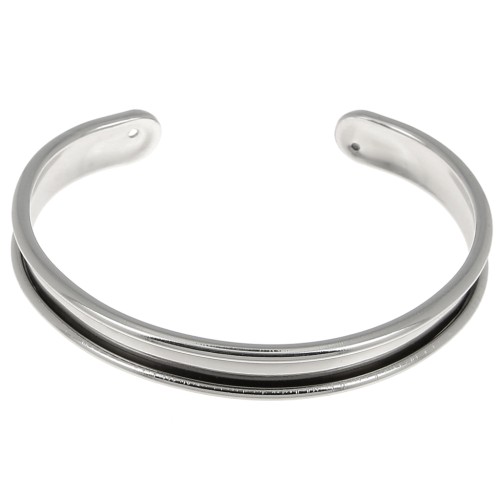 Base in ottone per bracciale Eco con bordo incurvato mm. 10 rodiato x1