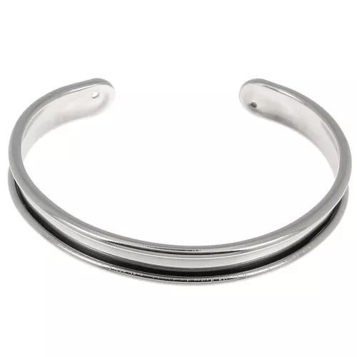 Base in ottone per bracciale Eco con bordo incurvato mm. 10 rodiato x1