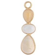 Pendente geometrico 29x8 mm dorato con oro fino, calcite gialla - cristallo di rocca - citrino