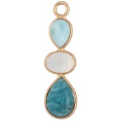 Apatite - Pendente geometrico 29x8 mm dorato con oro fino - Larimar - Pietra di luna - Apatite Pendente geometrico 29x8 mm dorato con oro fino - Larimar - Pietra di luna - Apatite