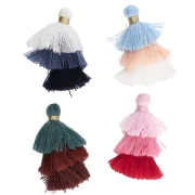 Regalo - Piccoli pompons tripli in finto cotone da 3 cm - Colori casuali x2