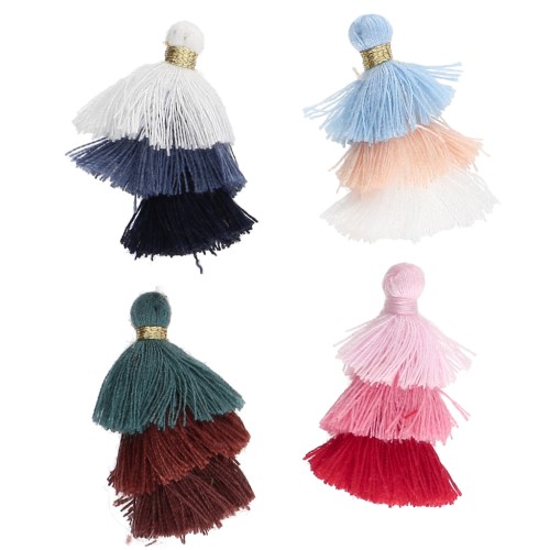 Regalo - Piccoli pompons tripli in finto cotone da 3 cm - Colori casuali x2