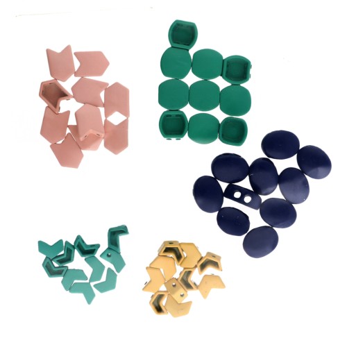 Regalo - Perle di zamac colorate a 2 fori - Colori e forme casuali x10