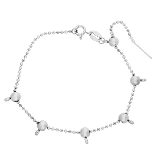 Bracciale a maglie sferiche da 1,5 mm con 5 perle di fermo da 5 mm - Acciaio inossidabile 304 x 18 cm