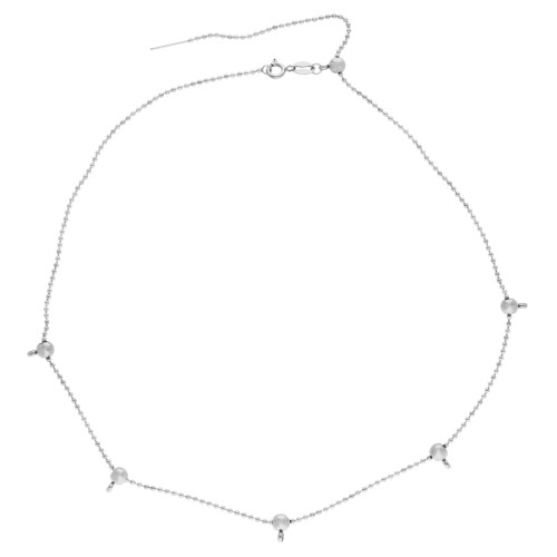 Collana a maglia a pallina da 1,5 mm con 5 perle di fermatura da 5 mm - Acciaio inossidabile 304 x1