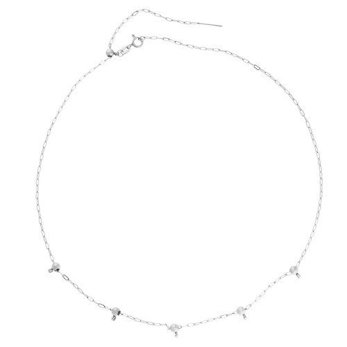 Collana a maglia Forzatina da 1,6 mm con 5 perle di fermatura da 4 mm in acciaio inossidabile 304, lunghezza 47 cm
