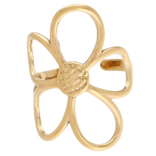 Anello a forma di fiore regolabile 30 mm - Taglie da 51 a 56 - Acciaio inossidabile 304 Dorato x1