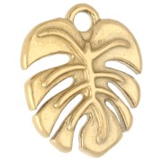Ciondolo a forma di foglia di monstera 17x14 mm - Acciaio inossidabile 316 Dorato x1
