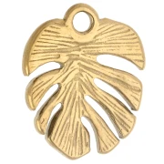 Ciondolo a forma di foglia di monstera 17x14 mm - Acciaio inossidabile 316 Dorato x1