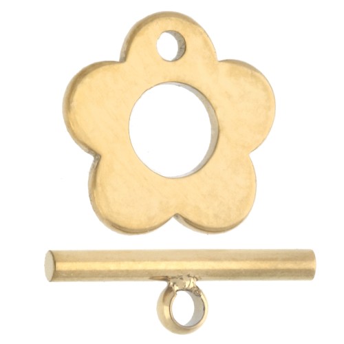 Chiusura a T con fiore da 8 mm - Acciaio inossidabile 304 Dorato x1