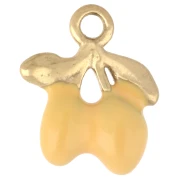 Ciondolo a forma di limoni 13x11 mm in resina epossidica - Acciaio inossidabile 316 Dorato - Giallo x1
