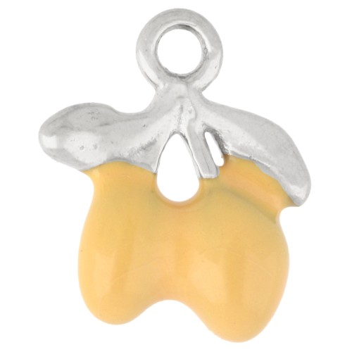 Ciondolo a forma di limoni 13x11 mm in resina epossidica - Acciaio inossidabile 316 - Giallo x1