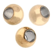 Perla rotonda appiattita 4x3 mm - Acciaio inossidabile 316F Dorato x100