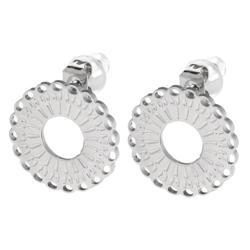 Orecchini perno rotondi con fori multipli da 14 mm - anello aperto - Acciaio inossidabile 316L x2