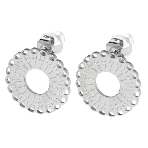 Orecchini perno rotondi con fori multipli da 14 mm - anello aperto - Acciaio inossidabile 316L x2