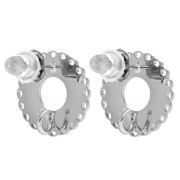 Orecchini perno rotondi con fori multipli da 14 mm - anello aperto - Acciaio inossidabile 316L x2