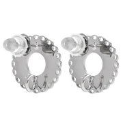 Orecchini perno rotondi con fori multipli da 14 mm - anello aperto - Acciaio inossidabile 316L x2