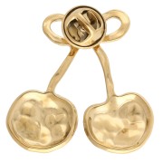 Spilla a forma di ciliegia con effetto martellato 38x37 mm - Acciaio inossidabile 304 Dorato x1