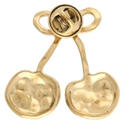 Spilla a forma di ciliegia con effetto martellato 38x37 mm - Acciaio inossidabile 304 Dorato x1