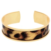 Bracciale a polsino 17x160 mm con motivo leopardato - Dorato con oro fino - Marrone x1