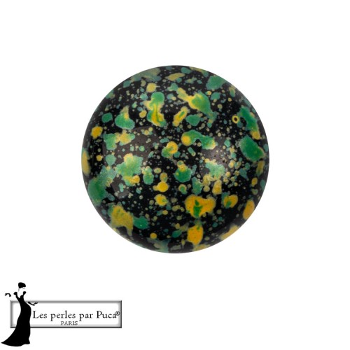 Cabochon rotondo in vetro di Puca® 14 mm - Enamel Green x1