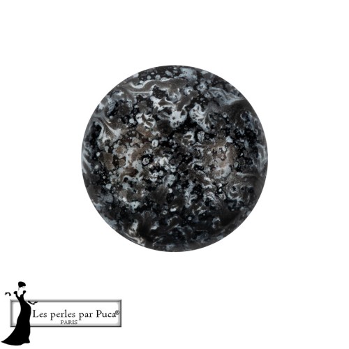 Cabochon rotondo in vetro di Puca® 14 mm - Enamel Grey x1