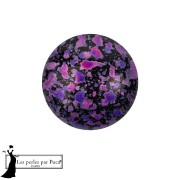 Cabochon rotondo in vetro di Puca® 14 mm - Smalto viola e rosa x1