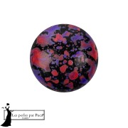 Jet - Cabochon rotondo in vetro di Puca® 14 mm - Smalto viola e rosso x1 Cabochon rotondo in vetro di Puca® 14 mm - Smalto viola e rosso x1