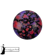 Cabochon rotondo in vetro di Puca® 14 mm - Smalto viola e rosso x1