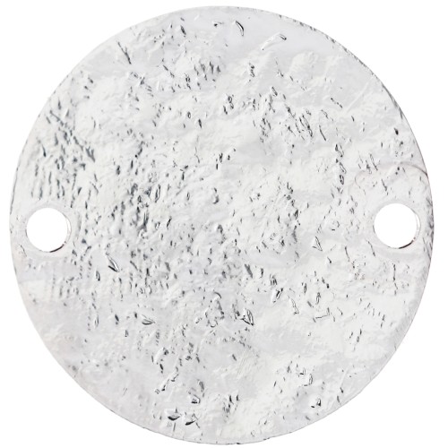 Distanziatore rotondo da 15 mm con effetto martellato - Placcato argento fino x1