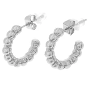 Regalo - Orecchini a cerchio rotondi con filo di Perla - 16 mm - Acciaio inossidabile 316L x2