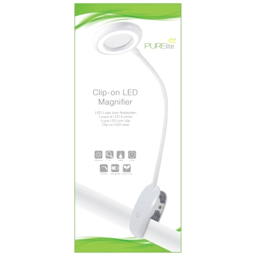 Lampada con lente d'ingrandimento a LED ricaricabile PURElite con clip x1