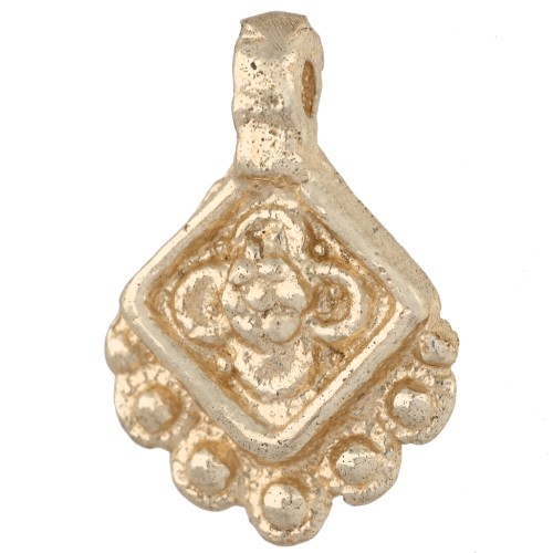 Pendente etnico a forma di rombo 21x14 mm con palline - Dorato chiaro x1
