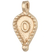 Pendente etnico a goccia lavorato, 23x11,5 mm - Dorato chiaro x1