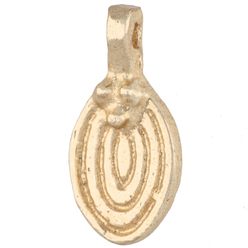 Ciondolo ovale scanalato 19x9 mm con palline - Dorato chiaro x1