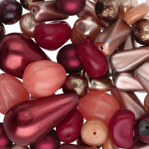 Assortimento di perle boheme - Mix granato x50g