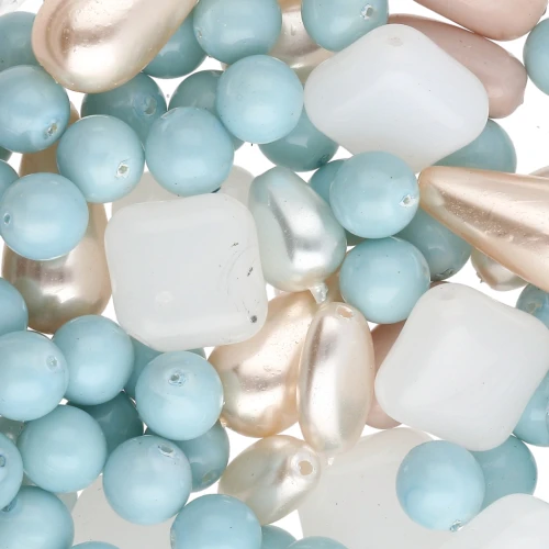 Assortimento di perle bohémien - Mix Baby Blue x50g