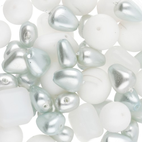 Assortimento di perle bohémien - Mix bianco e argento x 50 g