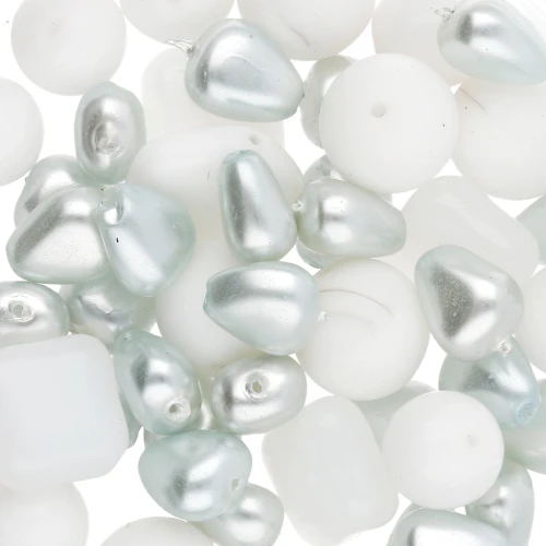 Assortimento di perle bohémien - Mix bianco e argento x 50 g