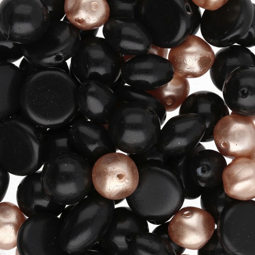Assortimento di perle bohémien - Mix nero e oro x 50 g