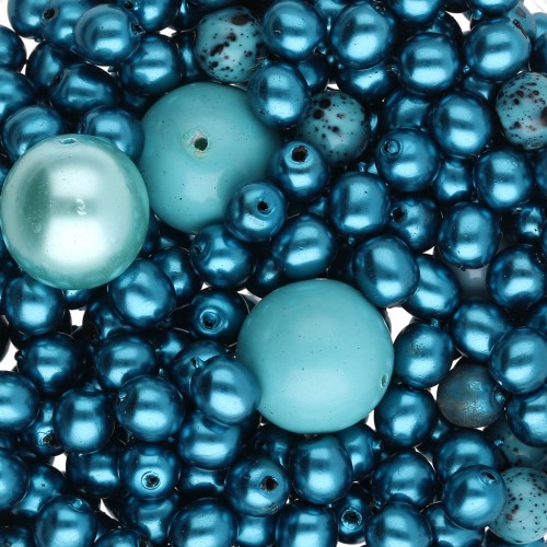 Assortimento di perle bohemien - Mix turchese x50g