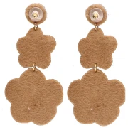 Orecchini pendenti a forma di fiore 91x43 mm con perle ricamate - Bronzo x2