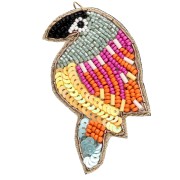 Pendente a forma di pappagallo 73x40,5 mm in perle ricamate - Multicolore x1