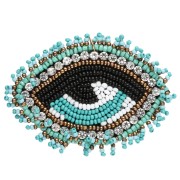 Pendente a forma di occhio 46x65 mm con perle e zirconi incastonati - Turchese - Cristallo - Nero x1